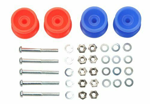 Tamiya - Mini 4WD Low Friction Plastic Wide Roller Red/Blue (12-13mm) image