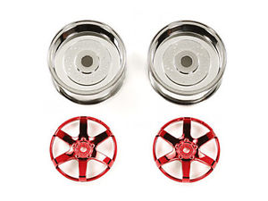 Tamiya - 6 Spoke Red 26mm Width/ Offset +4 Wheel ( 2 pcs) image