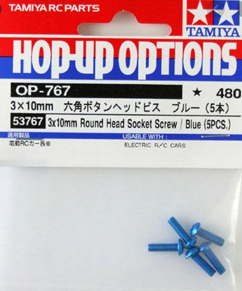 Tamiya - 3x10mm Round Head Blue Socket Screw (5pcs)  image