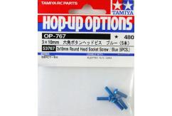 Tamiya - 3x10mm Round Head Blue Socket Screw (5pcs)  image