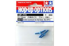 Tamiya - 3x12mm Countersunk Head Hex Screw Blue (5pcs) image