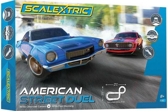 Scalextric - American Street Dual 1970's Camaro v Mustang Slot Car Set image