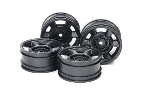 Tamiya - CC-02 6-Spoke Black Wheels 4pcs image