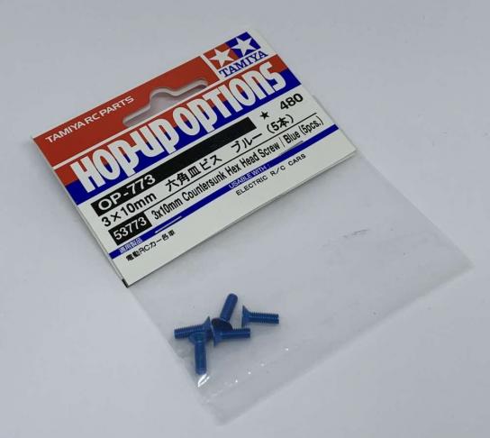 Tamiya - 3x10mm Countersunk Head Hex Screw Blue (5pcs) image