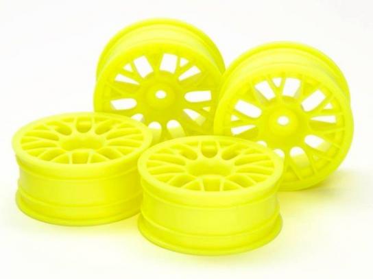 Tamiya - 24mm Fl Yellow Mesh Wheels +2 Offset (4 pcs)  image
