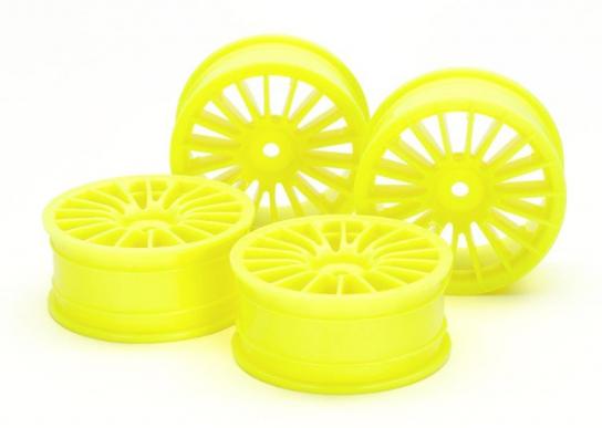 Tamiya - 24mm Fluro Yellow Med/Narrow 18-Spoke Wheels (4pcs) image