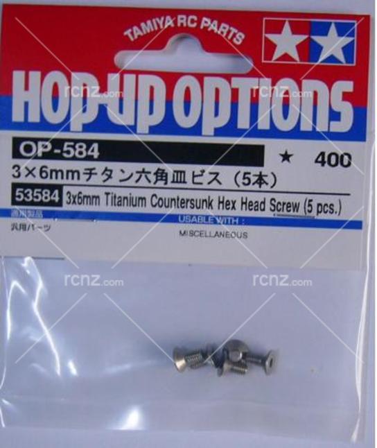 Tamiya - 3x6mm Titanium Countersunk Hex Head Screw (5pcs) image