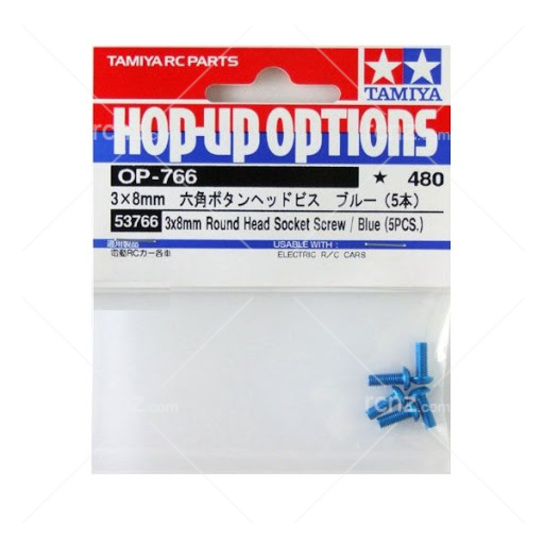 Tamiya - 3x8mm Round Head Blue Socket Screw (5pcs) image