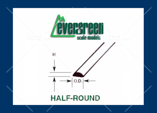 Evergreen White Styrene Half Round Diameter 14" 35cm 1.0mm/.04" 5pcs Length 