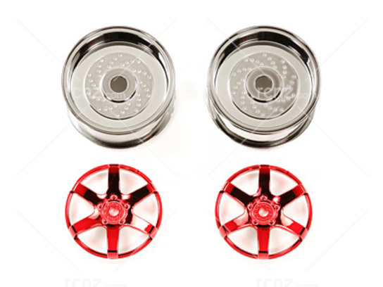 Tamiya - Red Plated 2-Piece 5-Spoke Wheels 26mm Offset 2 image
