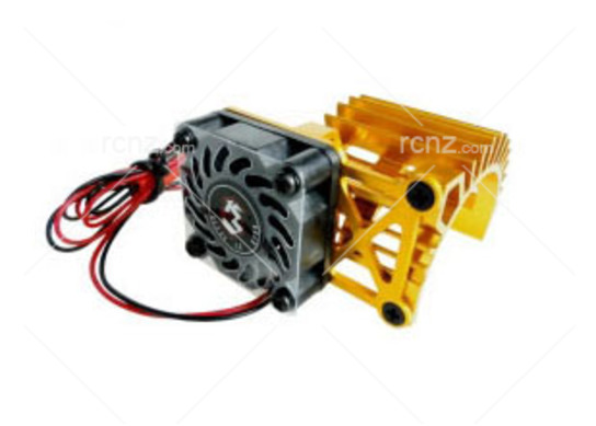 3Racing - Extended Motor Heat Sink with Fan - Gold image