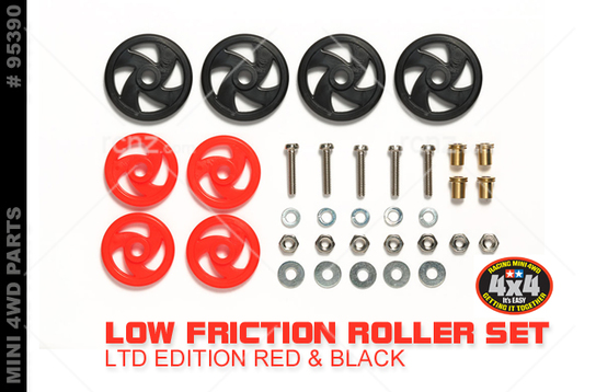 Tamiya - Mini 4WD Low Friction Roller Set - Red & Black image
